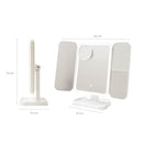 Espejo de Maquillaje Tríptico Recargable con Aumento y Luz LED