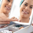 Espejo LED Plegable con Organizador de Maquillaje 3 en 1